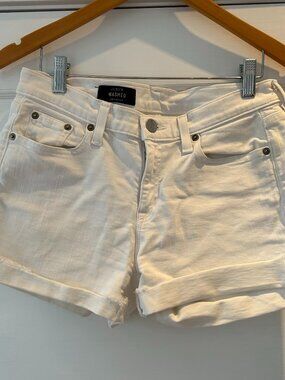J Crew White Jean Shorts, Mid-Rise Cuffed, size 27